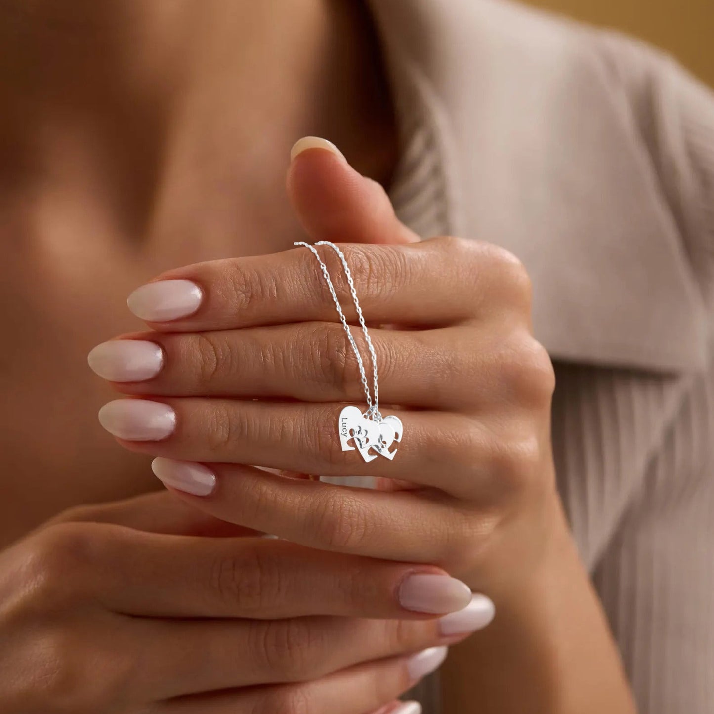 Colier cu lăbuță și inimă personalizat cu nume