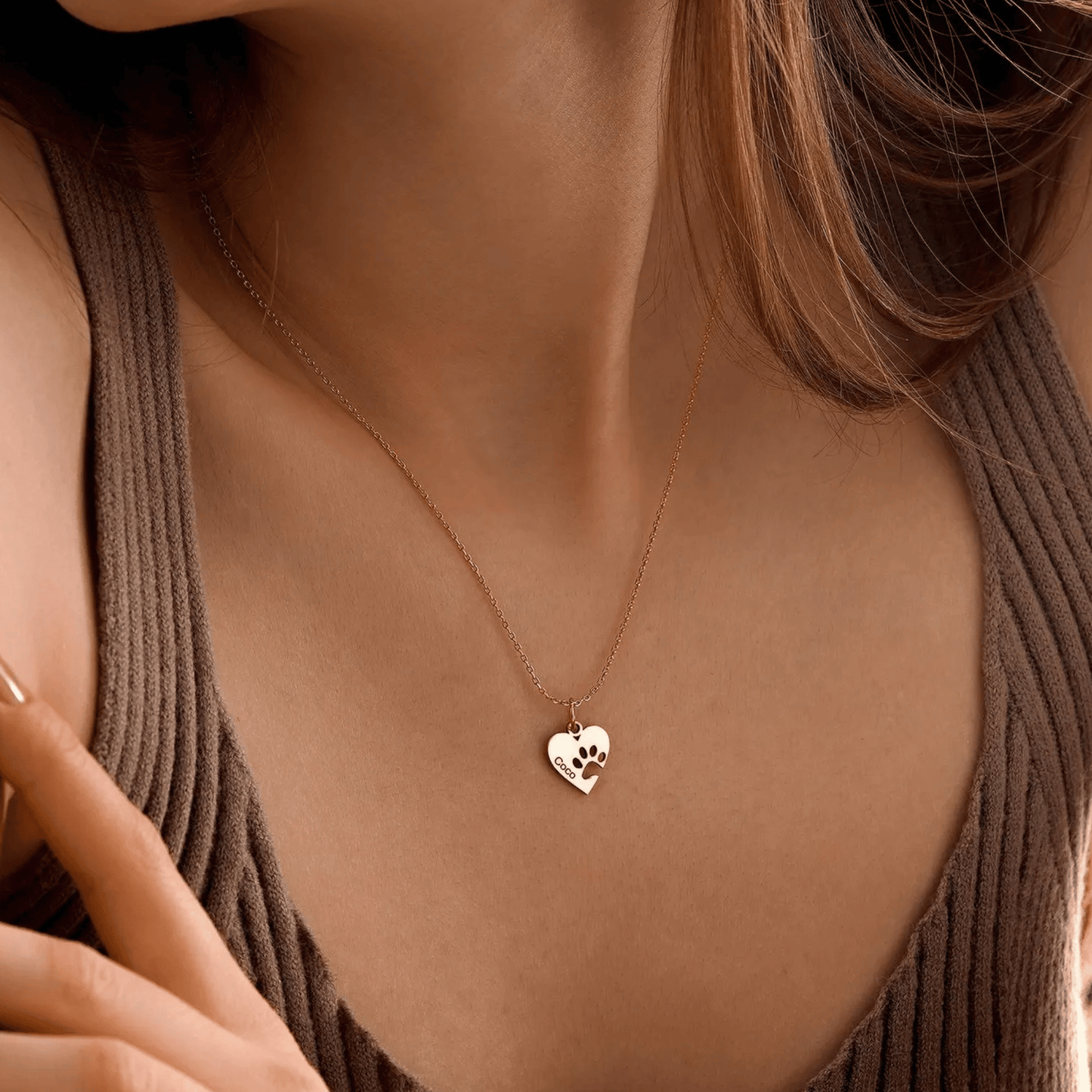 Colier cu lăbuță și inimă personalizat cu nume