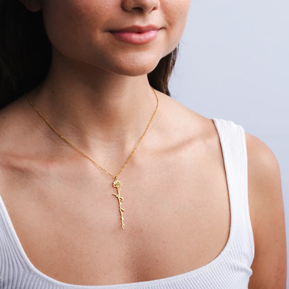 Colier personalizat cu nume și floarea natală