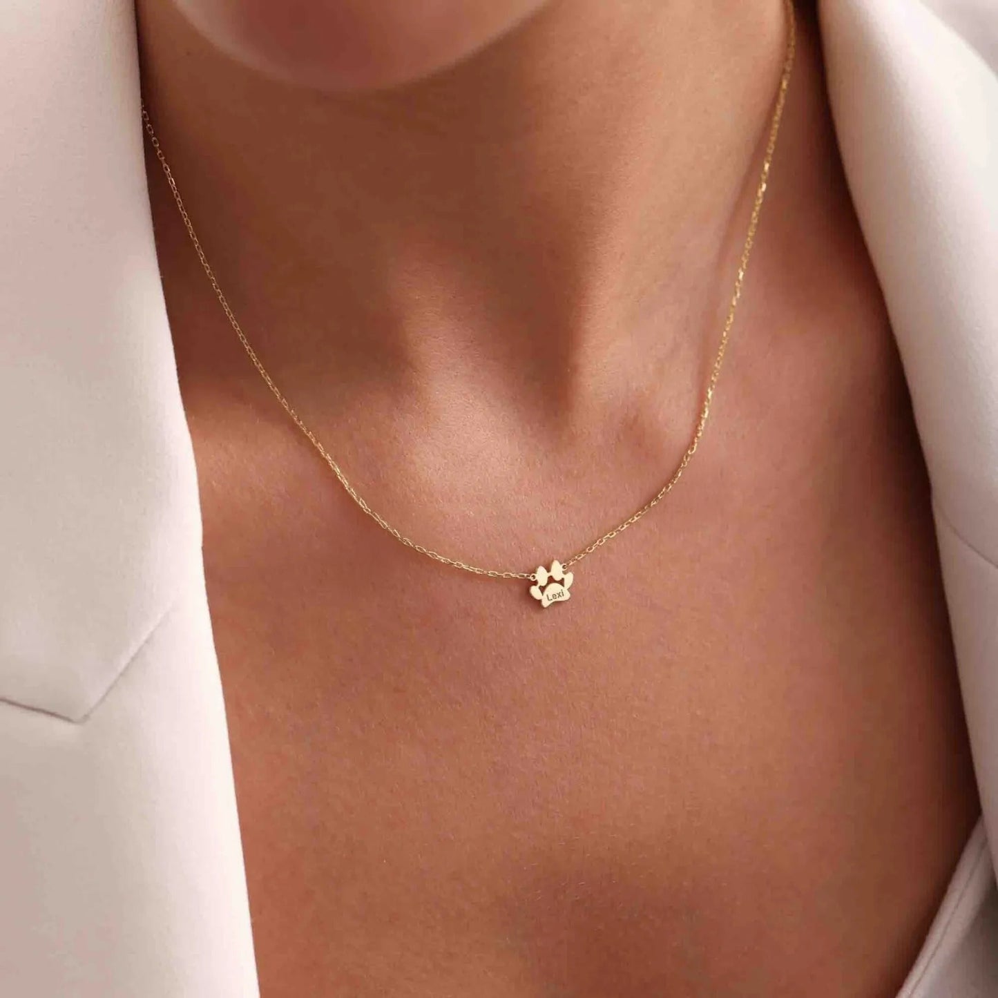 Colier cu lăbuțe personalizat cu nume - lăbuțe separate