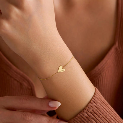 Brățară personalizată cu inimă gravată