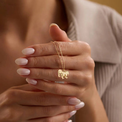 Colier cu lăbuță și inimă personalizat cu nume