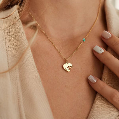 Colier cu lăbuță și inimă personalizat cu nume